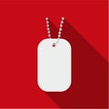 Metal tags hanging on a chain icon flate. Single weapon icon from the big ammunition, arms set. Royalty Free Stock Photo