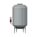 Metal Tank with Grape Juice as Alcoholic Fermentation Vector Illustration