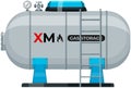 Gas cylinder, pressurized substance storage. Metal tank with industrial liquefied compressed oxygen