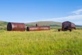 Metal tanks abandoned in the foothills of the Urals