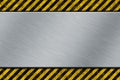 Metal template with warning stripe Royalty Free Stock Photo