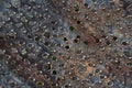 Metal texture background with holes on the surface Royalty Free Stock Photo