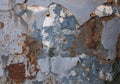 Metal Texture With corrosion with crumbling paint, Rusted blue and white painted metal wall Royalty Free Stock Photo