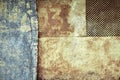 Metal texture, rusty metal with peeling paint, pieces of metal with welds. Background, copy space. Royalty Free Stock Photo