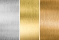 Metal textures gold, silver and bronze Royalty Free Stock Photo