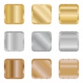 Metal textures. Realistic textures of gold, silver and bronze. Vector illustration Royalty Free Stock Photo