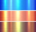 Metal textures set, shiny multicolored lustrous brushed metallic backgrounds Royalty Free Stock Photo