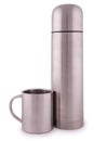 Metal thermos and thermocup Clipping path