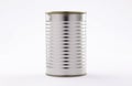 Metal tin cans foods easy open on white  background Royalty Free Stock Photo