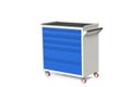 Metal tool cabinet on wheels with drawers. A convenient place for storing tools and spare parts. Metal furniture. 3D-model render Royalty Free Stock Photo