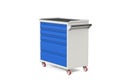 Metal tool cabinet on wheels with drawers. A convenient place for storing tools and spare parts. Metal furniture. 3D-model render