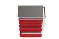 Metal tool cabinet on wheels with drawers. A convenient place for storing tools and spare parts. Metal furniture. Royalty Free Stock Photo