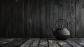 Metal traditional chinese tea pot on wooden floor Royalty Free Stock Photo