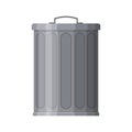 Metal trash bin isolated on white background. Garbage container with closed lid. Steel trash bucket. Vector illustration