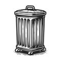 Metal trash can sketch vector illustration Royalty Free Stock Photo