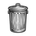 Metal trash can sketch raster illustration Royalty Free Stock Photo