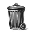 Metal trash can sketch vector illustration