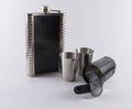 Metal Travel Shot Glasses and Case Hip Flask