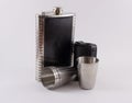 Metal Travel Shot Glasses and Case Hip Flask