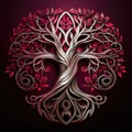 Metal Tree Logo, Walhalla Emblem, Silver Oak Tree Symbol, Abstract Generative AI Illustration