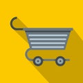 Metal trolley icon, flat style