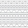 Metal truss girder. Steel pipes structures, roof girder and seamless metal stage structure vector illustration set Royalty Free Stock Photo