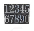 Metal type numbers 1 Royalty Free Stock Photo