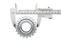 Metal Vernier Caliper with Gear Wheel Royalty Free Stock Photo