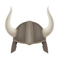 Metal Viking Helmet with Horns as Norway Attribute Vector Illustration