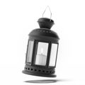 Metal vintage lamp with candle inside Royalty Free Stock Photo