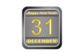 Metal volume plate with New year greetings on December 31