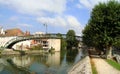 Metal walkway and tower on the briare canal at Montargis