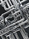 Metal water pipes isolated on black. 3D illustration Royalty Free Stock Photo