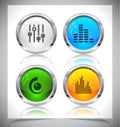 Metal web buttons. Vector eps10. Royalty Free Stock Photo