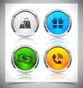 Metal web buttons. Vector eps10. Royalty Free Stock Photo