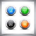 Metal web buttons. Vector eps10. Royalty Free Stock Photo