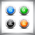 Metal web buttons. Vector eps10. Royalty Free Stock Photo