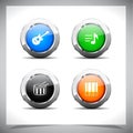 Metal web buttons. Vector eps10. Royalty Free Stock Photo