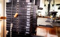Weight stack on fitness gym training machine Royalty Free Stock Photo