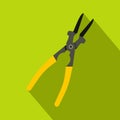 Metal welder pliers icon, flat style