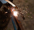 Sparks from welding work like background Royalty Free Stock Photo