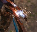 Metal welding with sparks  like background Royalty Free Stock Photo