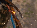Sparks from welding work like background Royalty Free Stock Photo