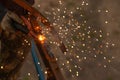 Sparks from welding work like background Royalty Free Stock Photo