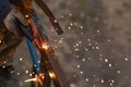 Sparks from welding work like background Royalty Free Stock Photo