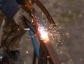Metal welding with sparks like background Royalty Free Stock Photo
