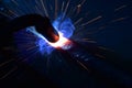 Metal Welding with sparks and smoke Royalty Free Stock Photo