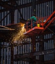 Metal welding work at the construction site Royalty Free Stock Photo