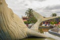 metal whale sculpture on display at the beach of Rio das Ostras, RJ, Brazil