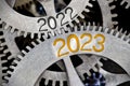 Metal Wheels with New Year 2023 Royalty Free Stock Photo